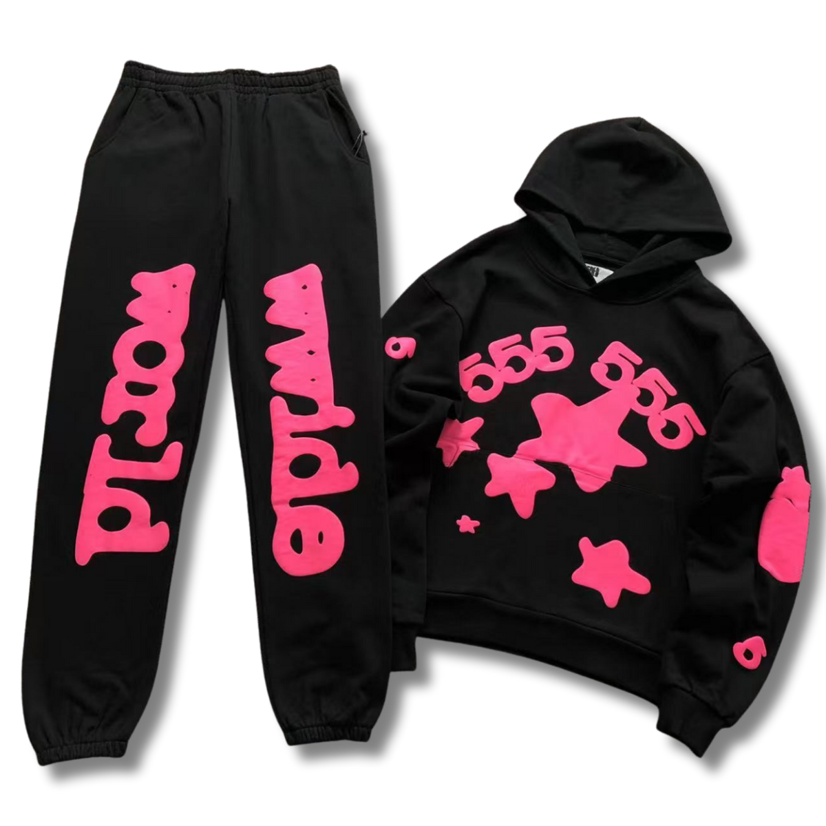 Spider Tracksuit black w hot pink