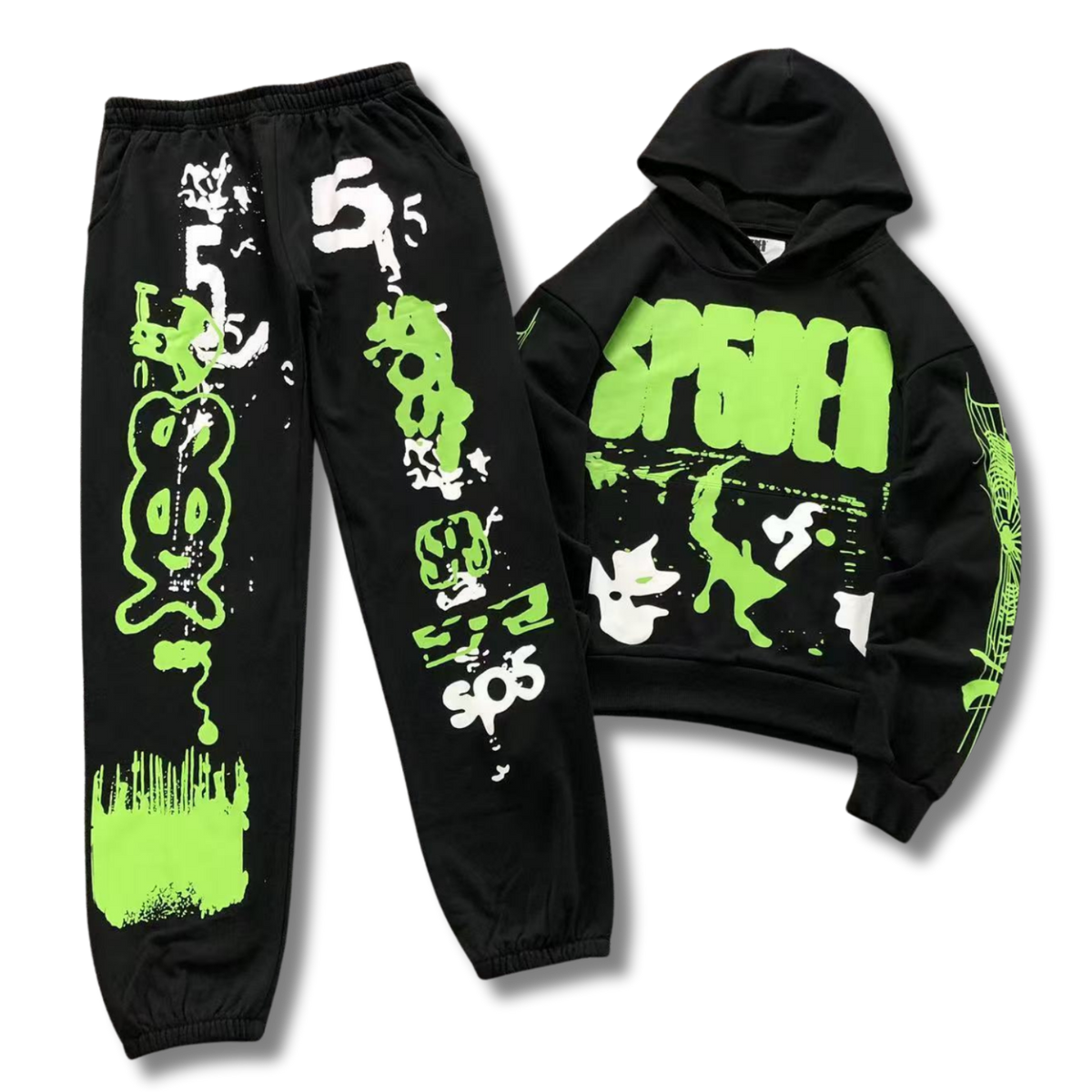 Spider Tracksuit black w green