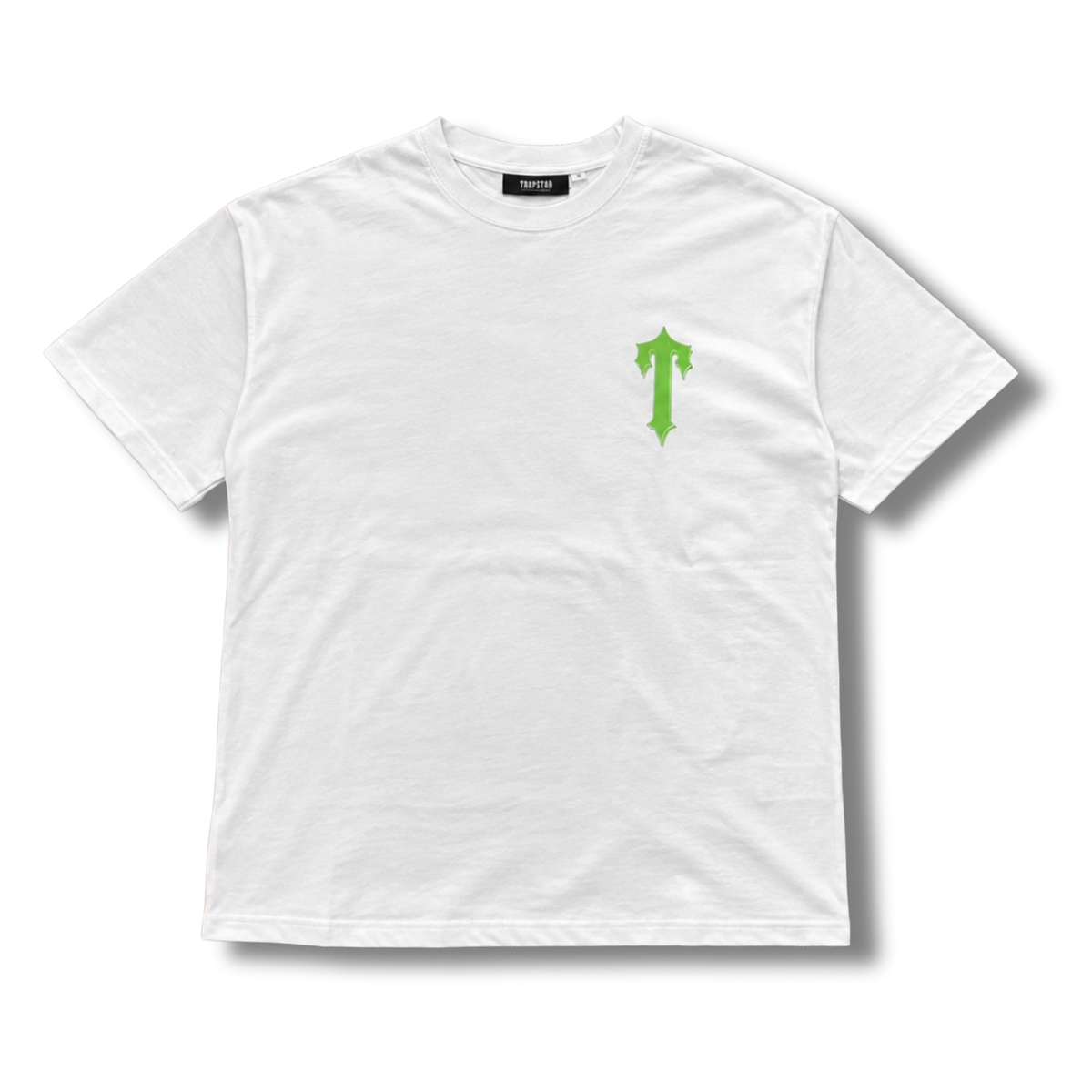T star shirt green v white