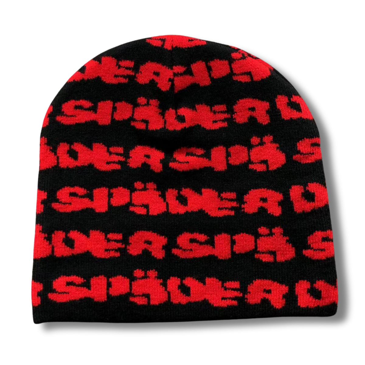 Spider Beanie black w red