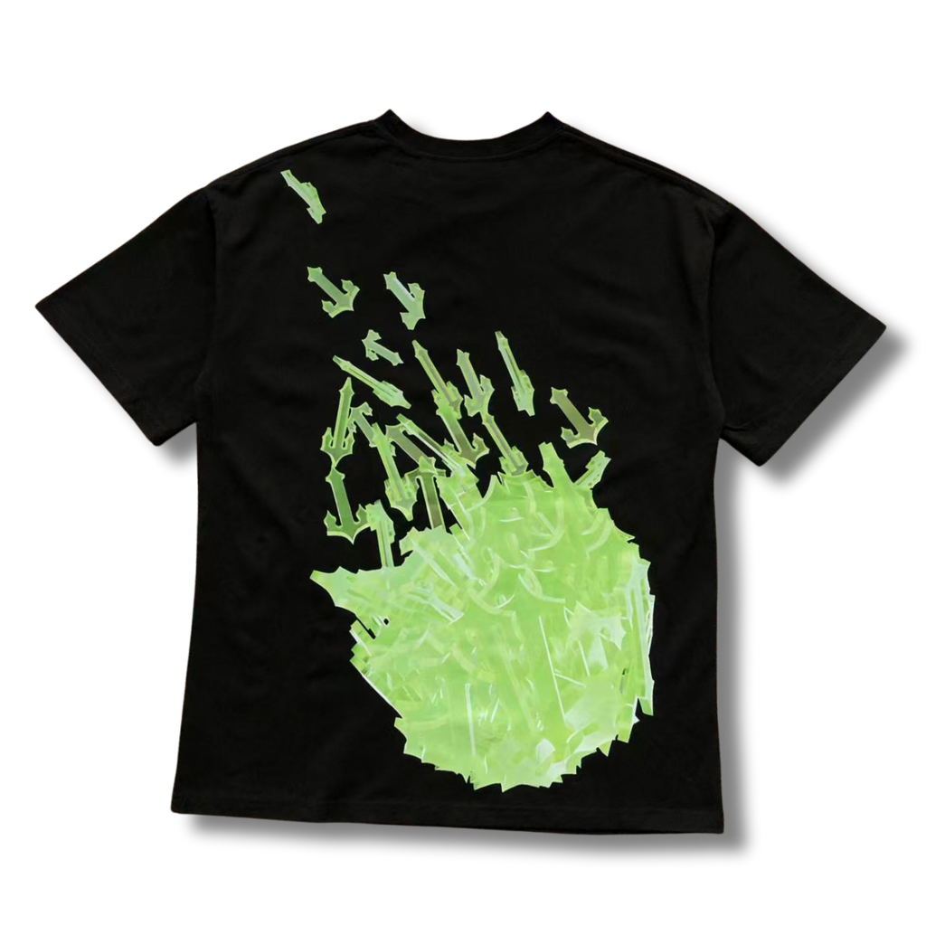 T star shirt green v black