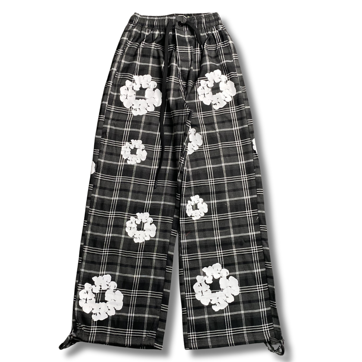 D Tears Pants Chequered gray w black