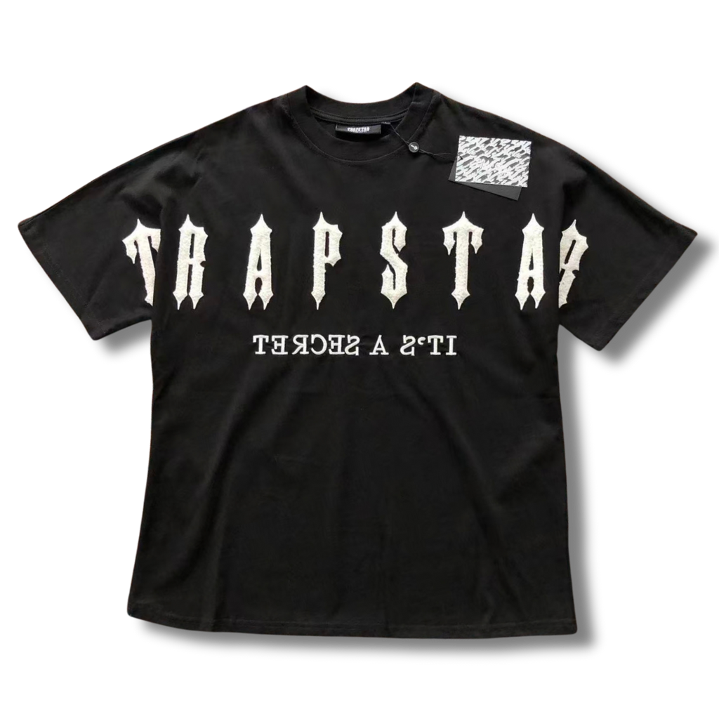 T star shirt big black v white